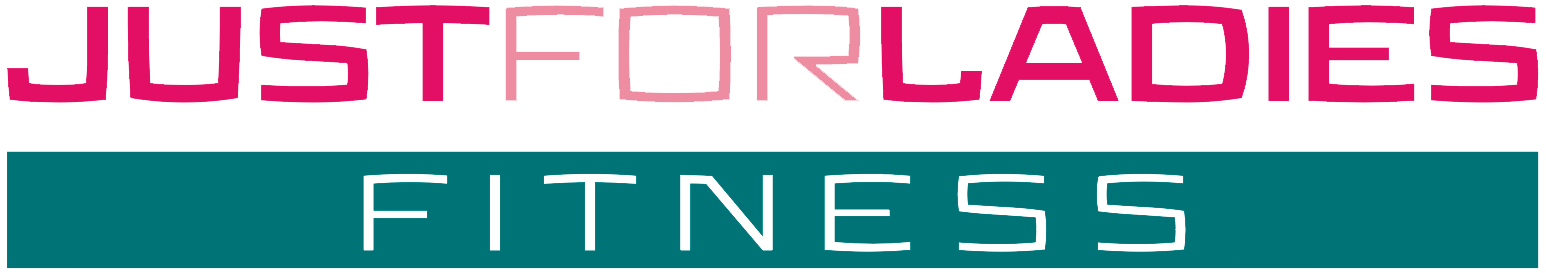 Just for Ladies Fitness logo in pink and teal on a white background