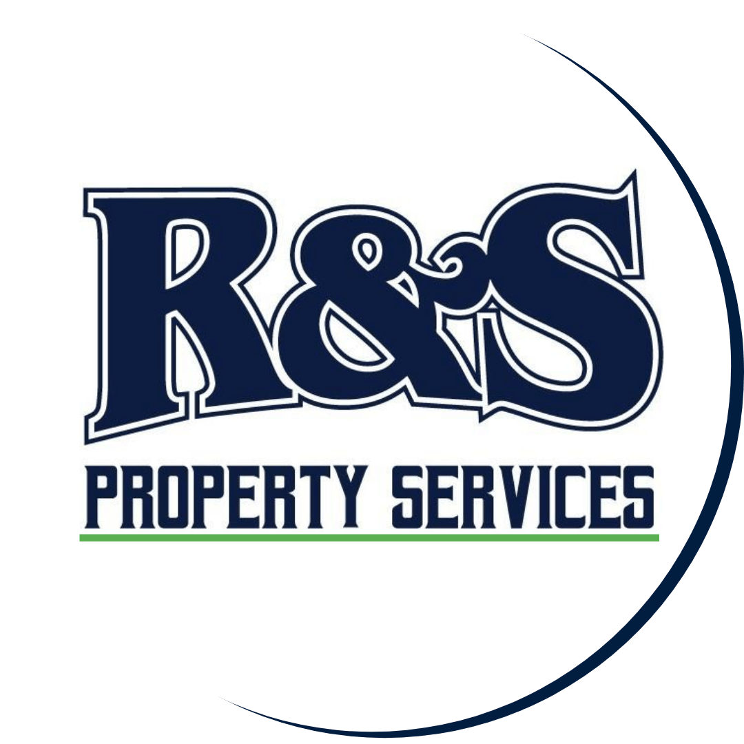 Logo for R&S Property Services: dark blue stylized letters 