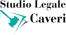 Logo dello studio legale "Studio Legale Caveri": sagoma di un martello verde acqua con testo nero.