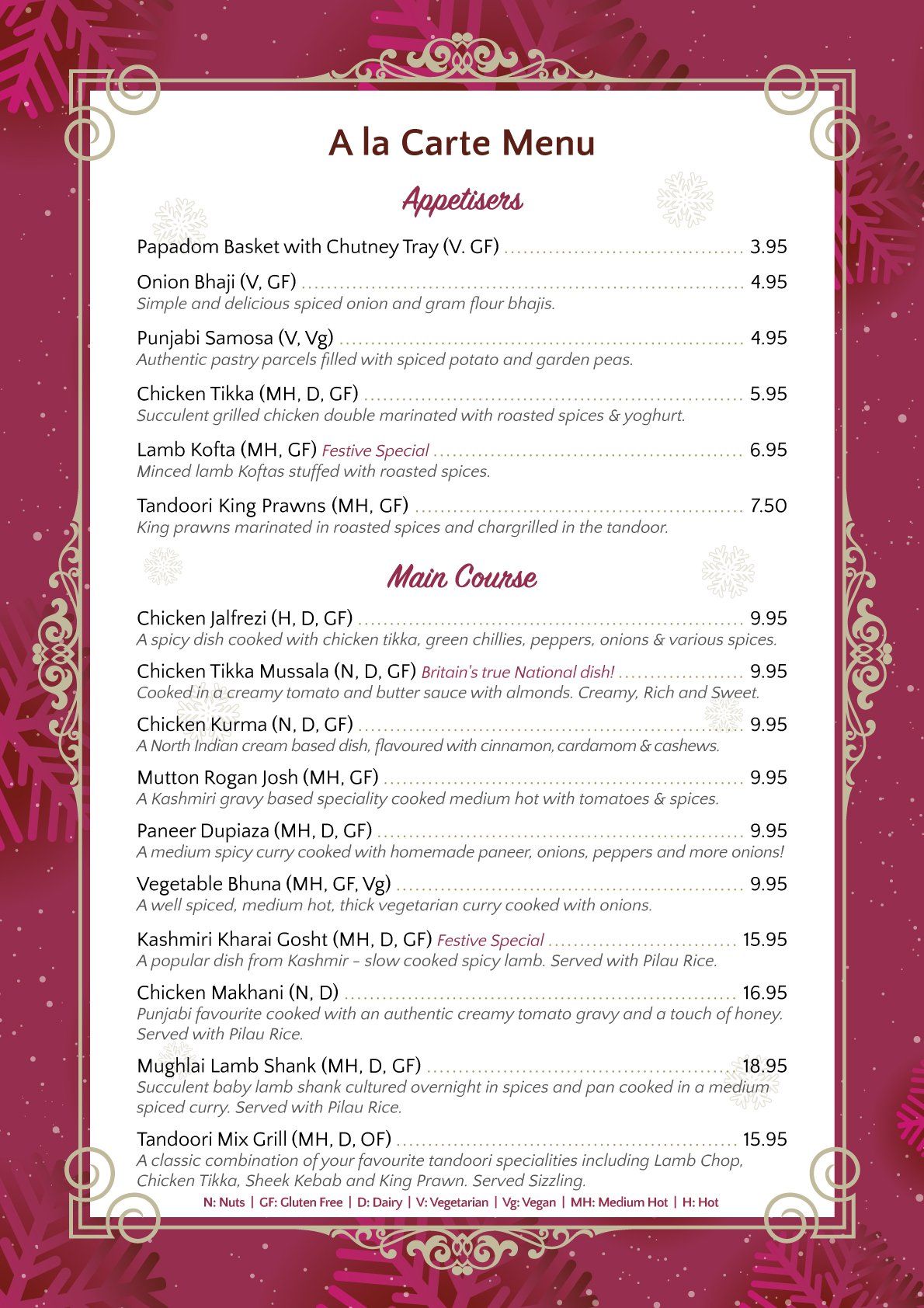 festive menu