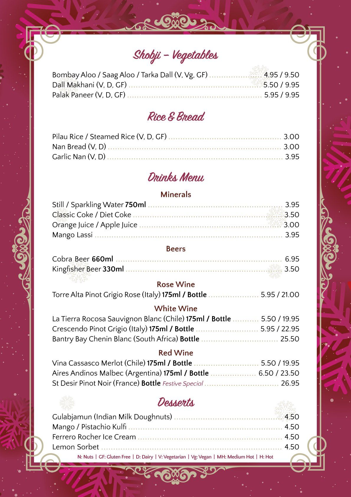 festive menu