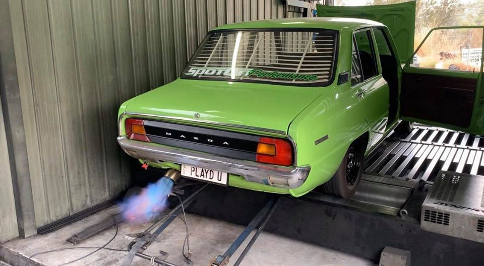 spot on performance and fabrications playd u na 13b flames e85 rotor rotary burnouts drag raicing kenda brisbane australia