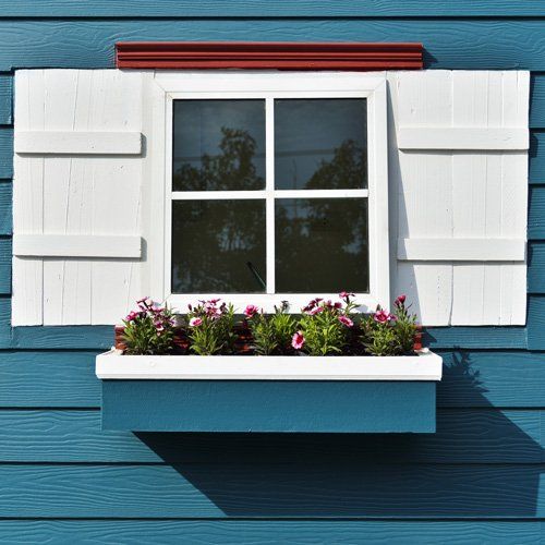 Exterior window with flower box exterior window with flower box