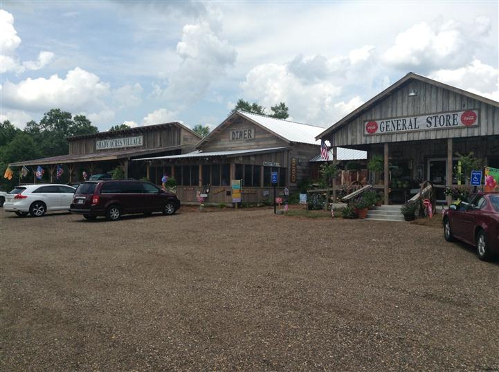 Parking lot with 3 establishments in the background