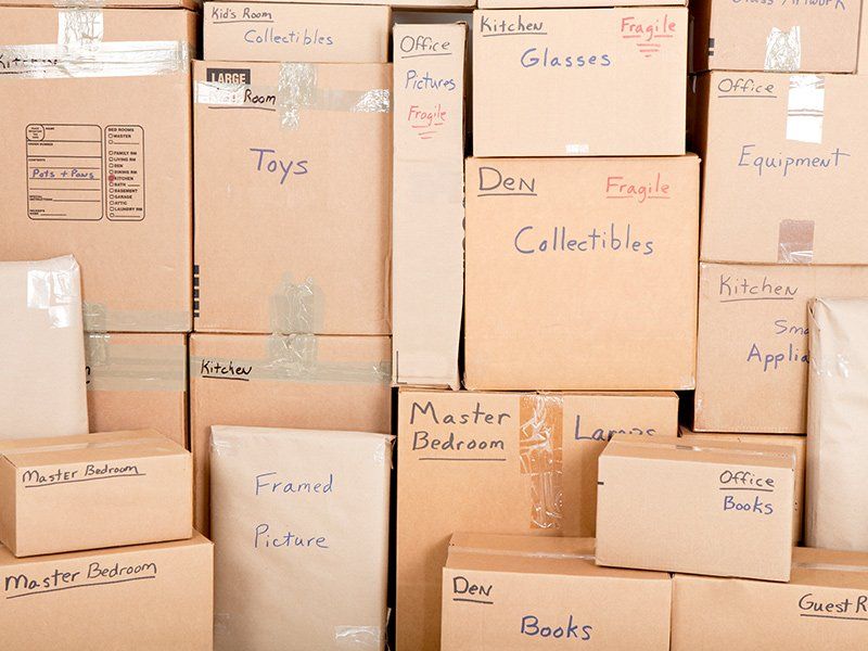 Moving Boxes with Label — Florence, AL — Florence Blvd. Self Storage