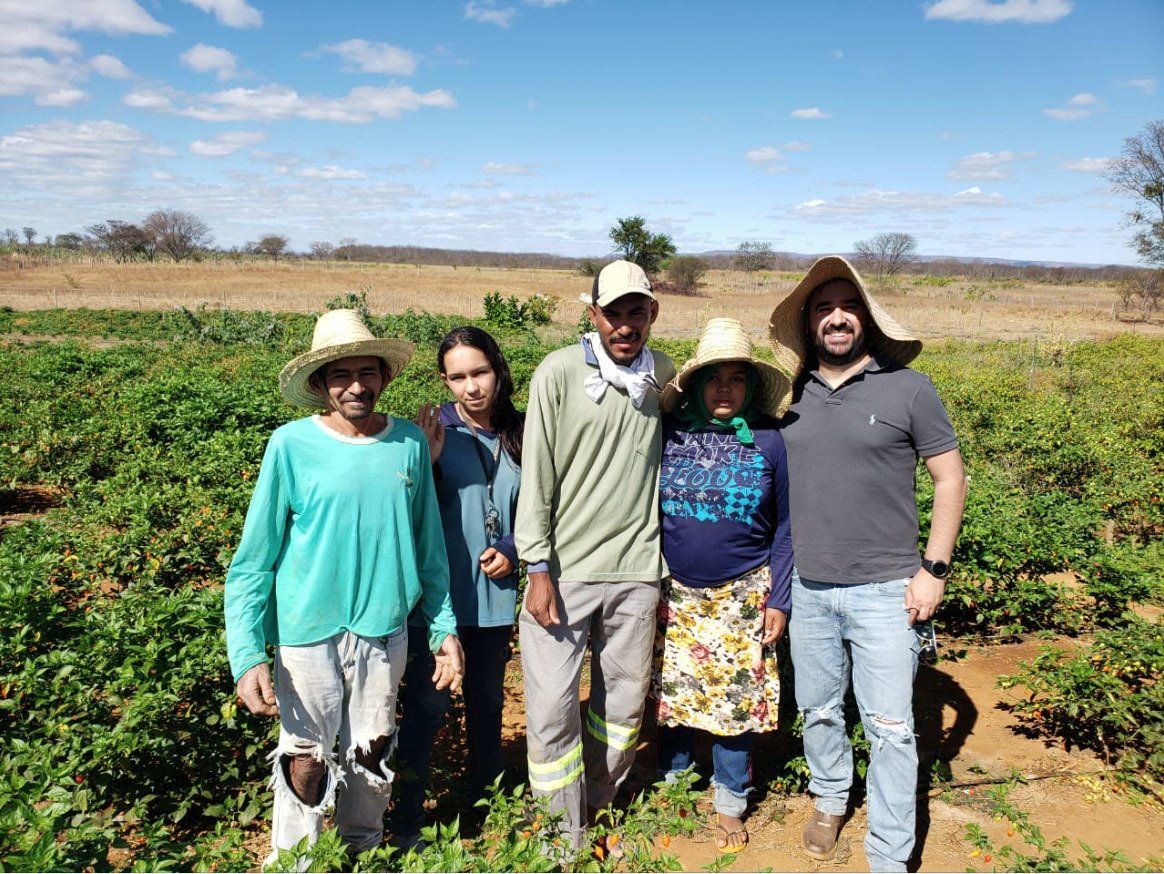 Cinco pessoas na fazenda