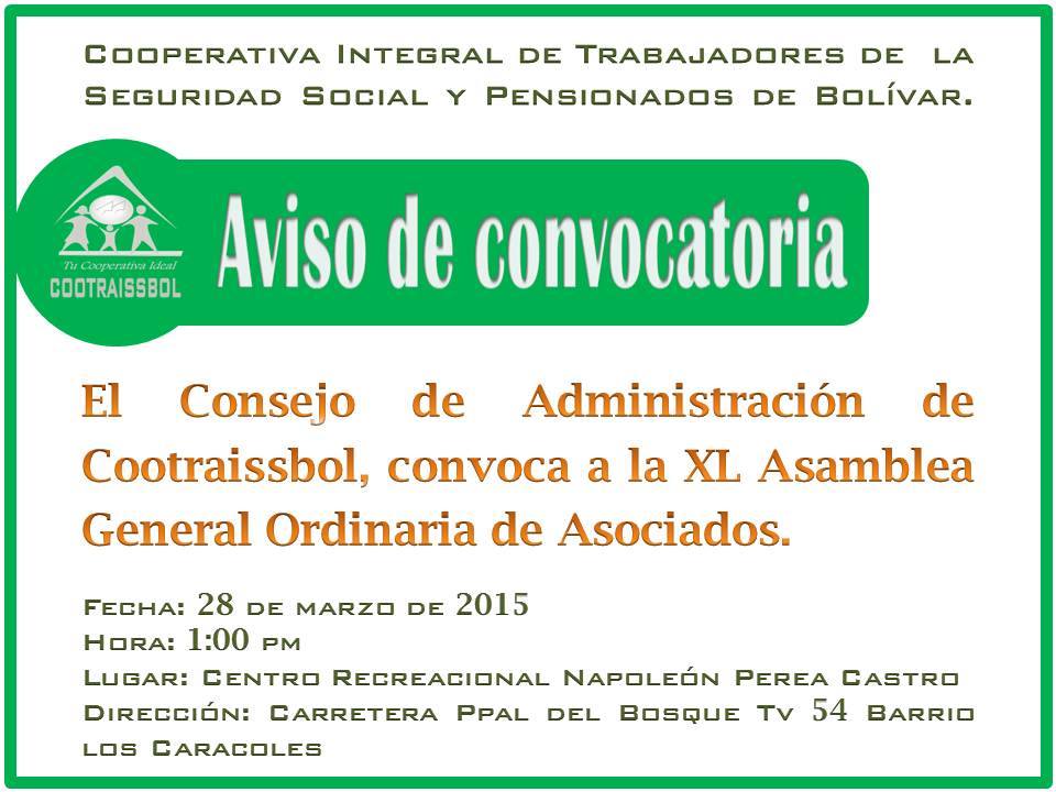 COOTRAISSBOL - Asambleas generales