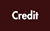 A close up of the word credit on a red background