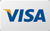 A close up of a visa logo on a white background.