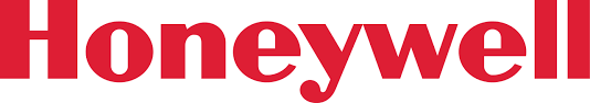 A red honeywell logo on a white background