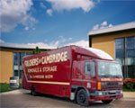 red colour transport vehicle