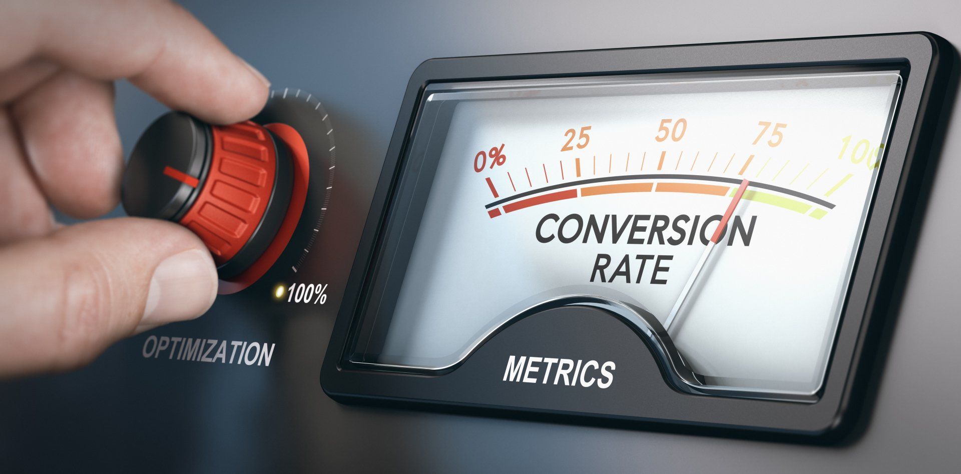 A person is adjusting the conversion rate on a meter