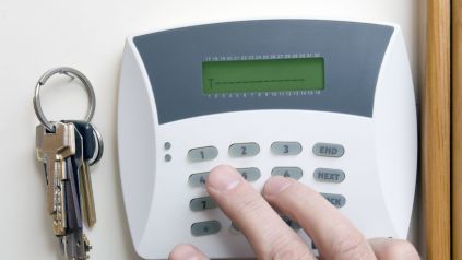 someone using a security system
