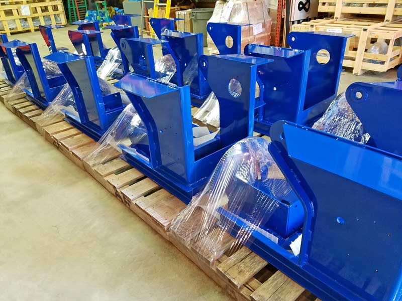 Model 1504 welding positioner frames powder coated prior to assembly