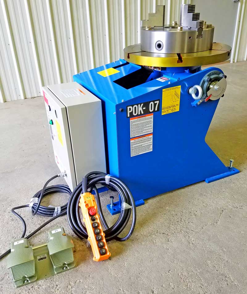 POK-07 Welding Positioner A blue machine with the number 07 on it