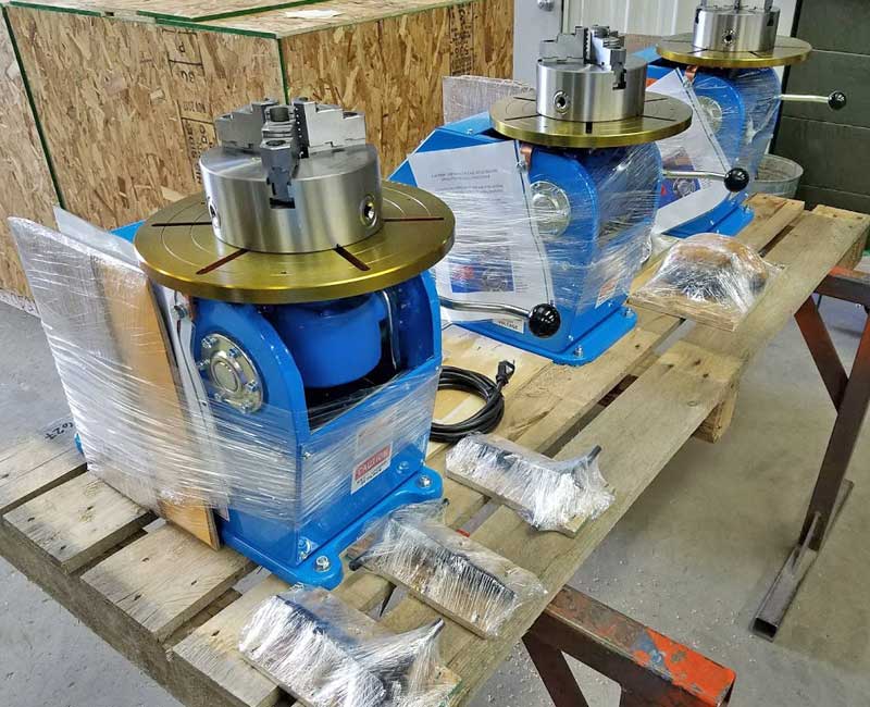 Multiple PS-1F Welding Positioners getting ready to be shipped.