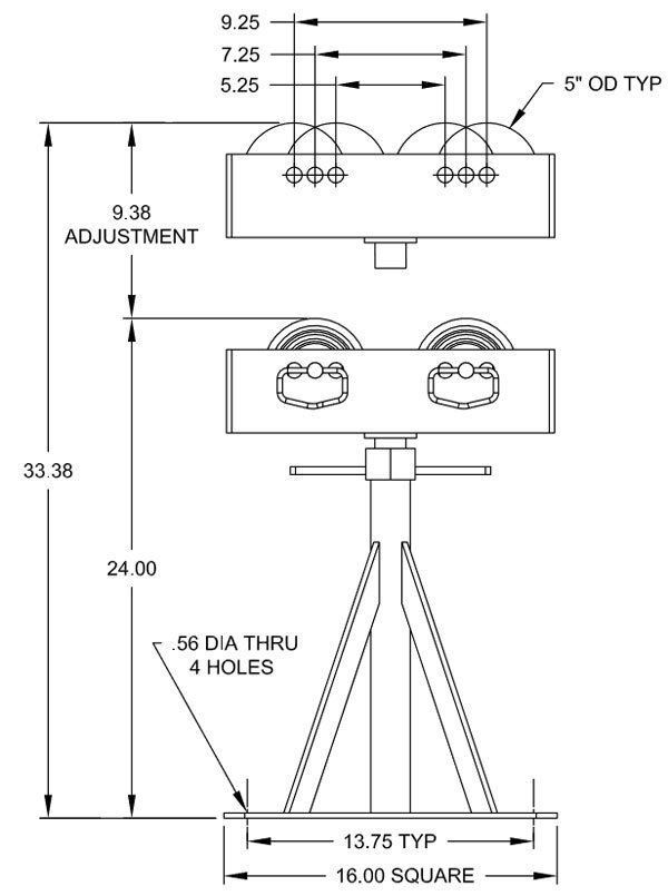 RS-15 Tall Outboard Roller Support
