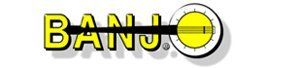 A yellow banjo logo on a white background