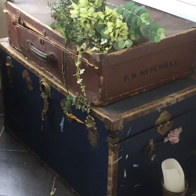 vintage suitcase with flowers