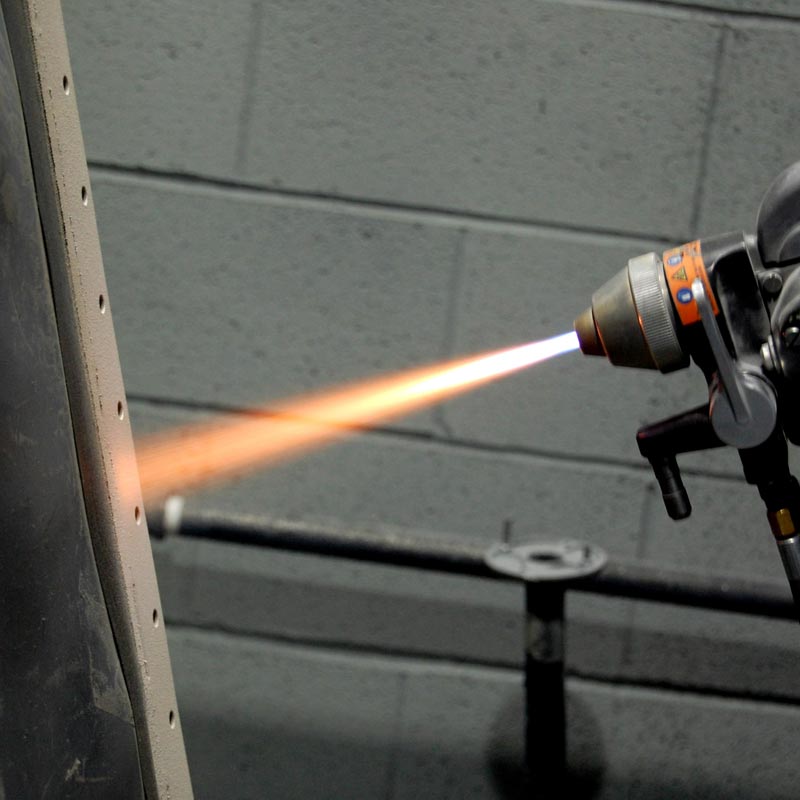 Flame spraying of tin wire
