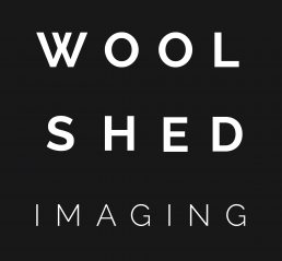 Wool shed imaging logo on a black background