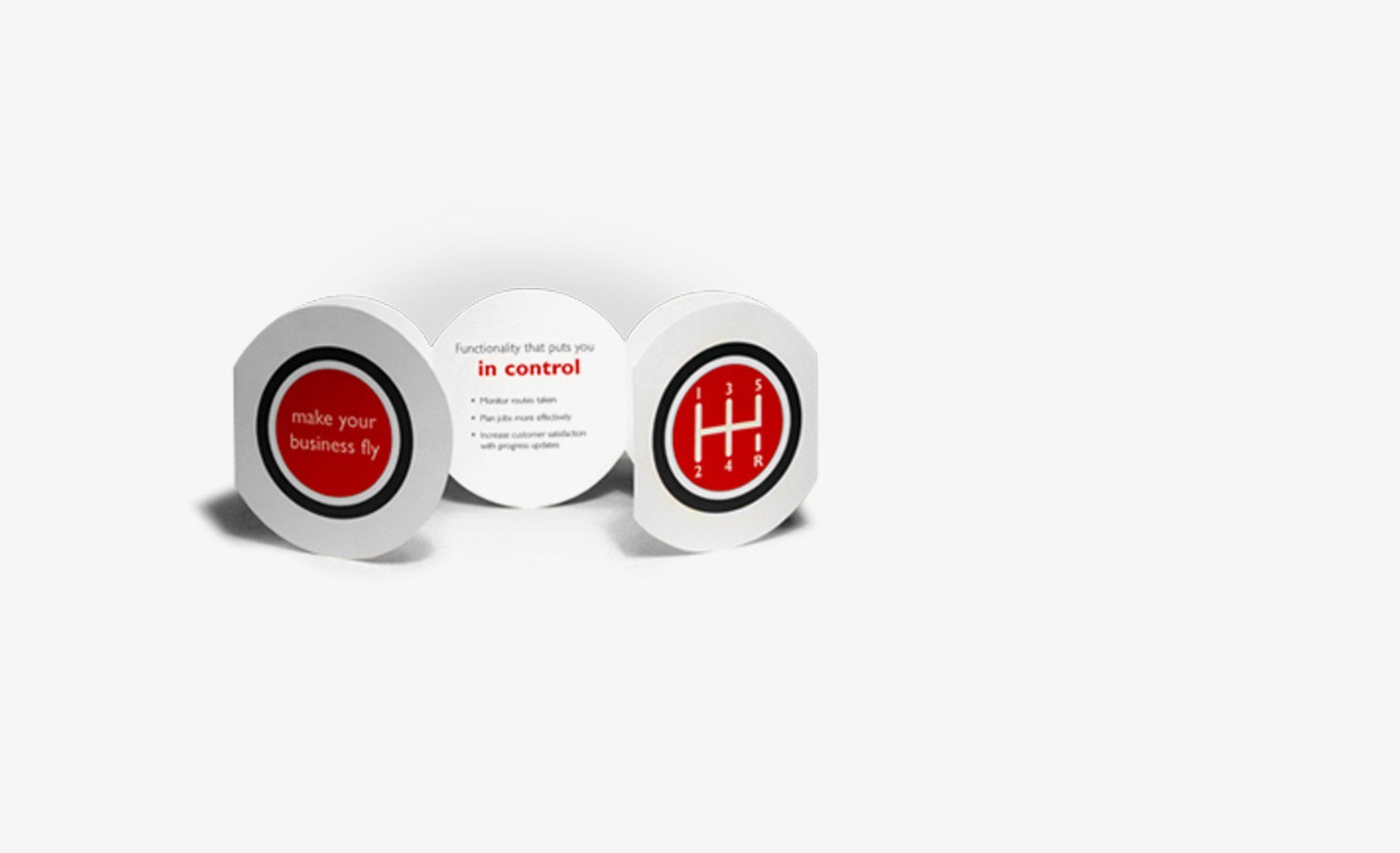 Three white circles with a red circle with a h on it