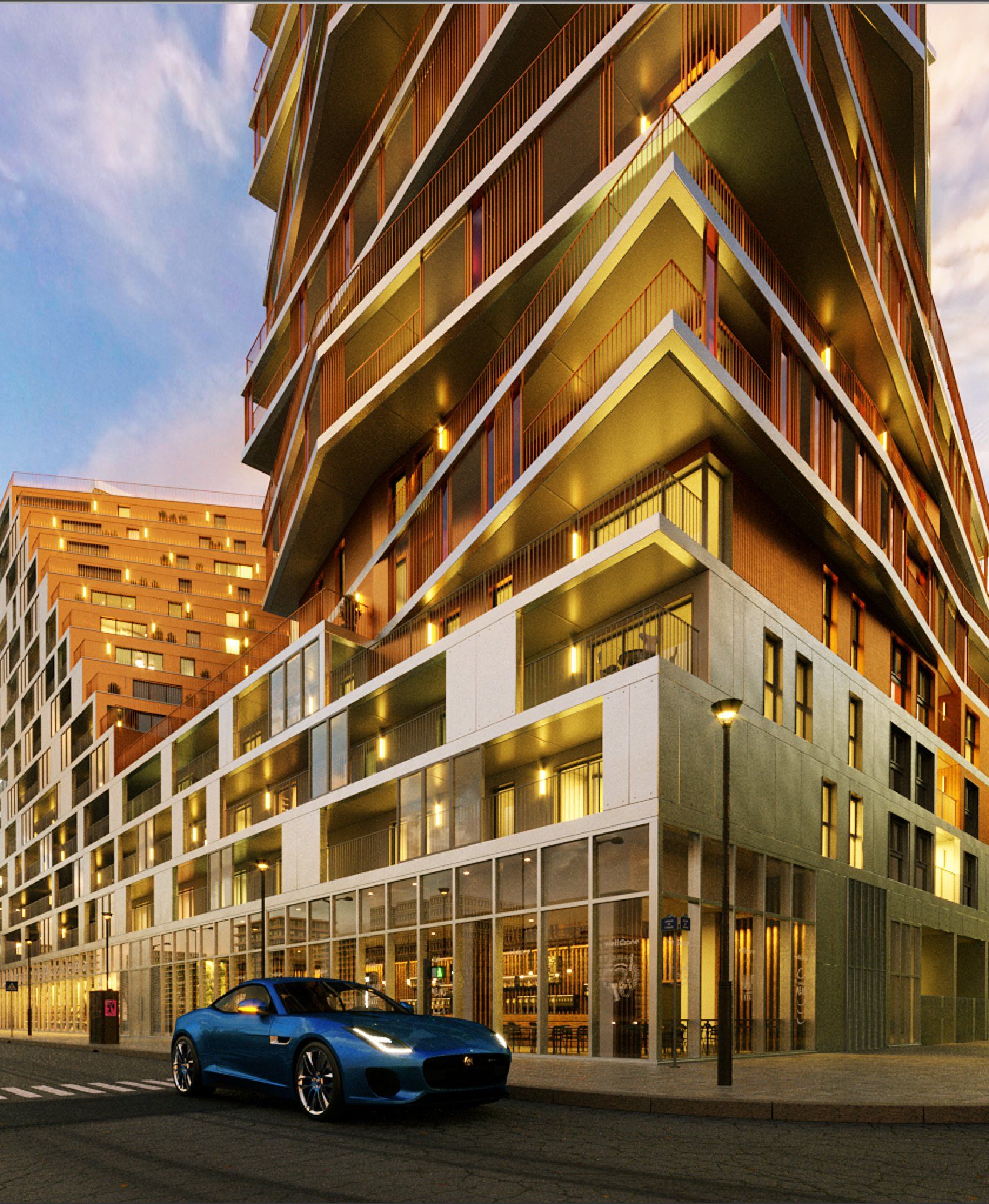 BAILEYCS - Apartment block and Jag - C4D using Corona Renderer