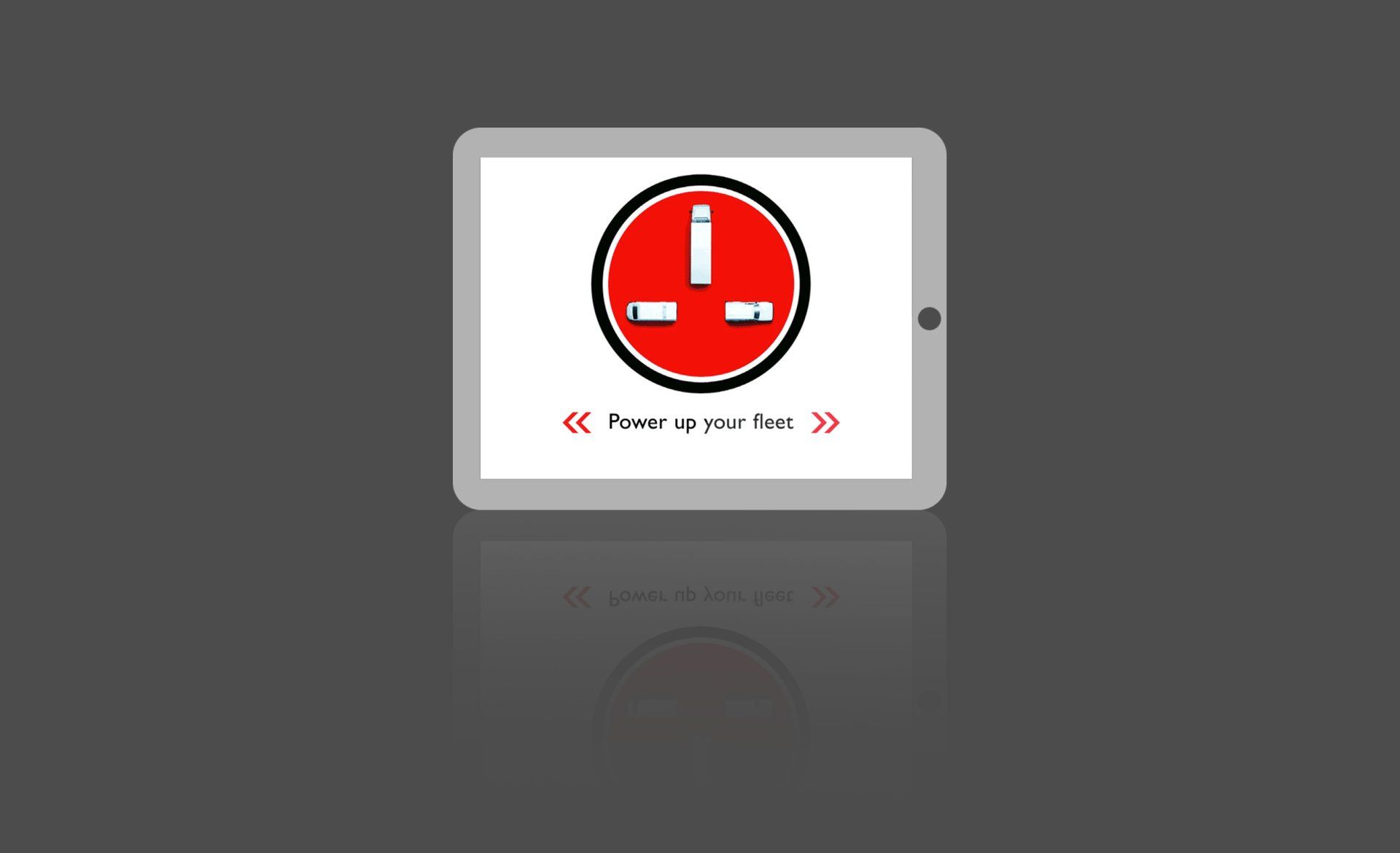 A tablet with a red exclamation point in a circle
