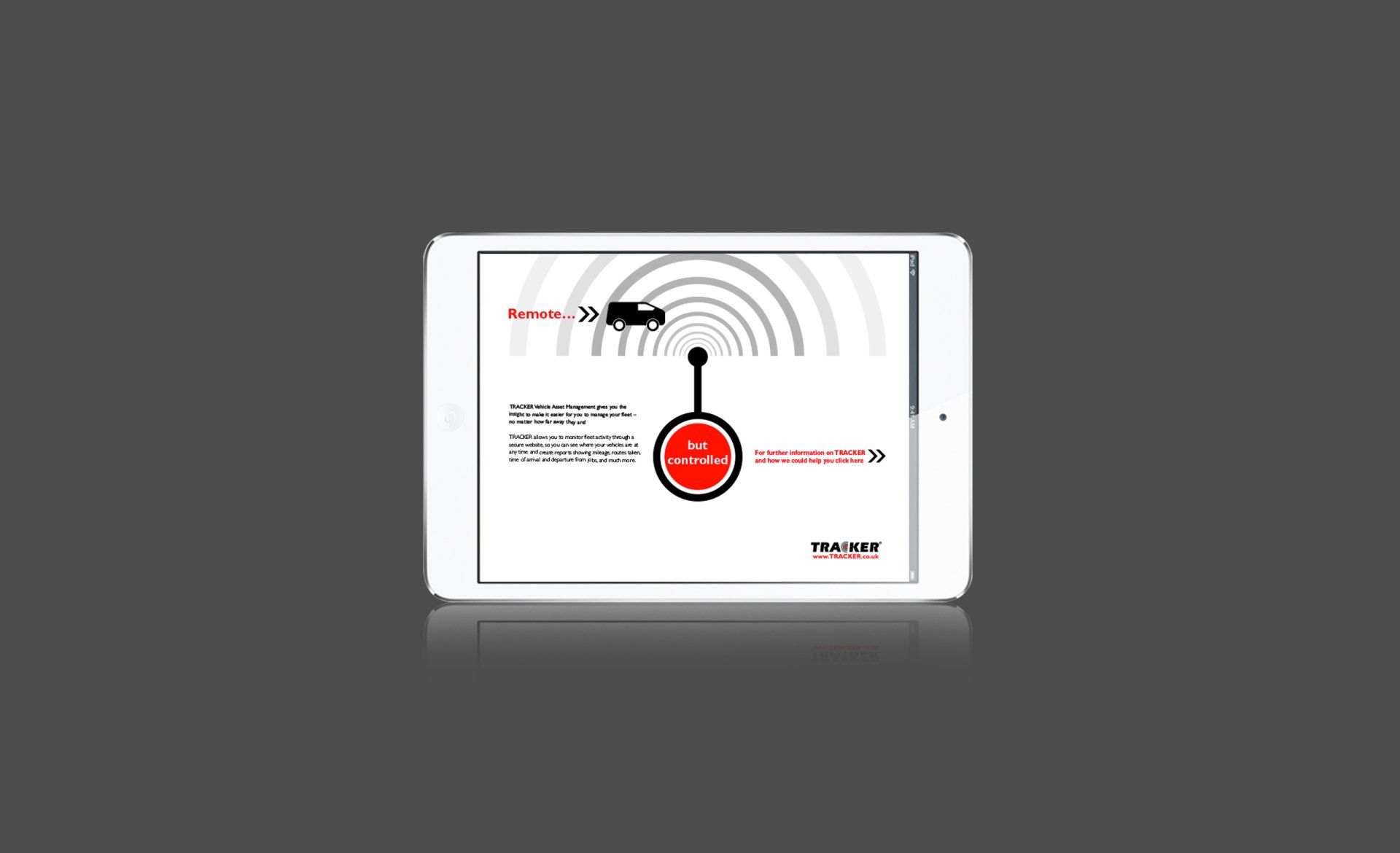 A white tablet with a red circle on the screen