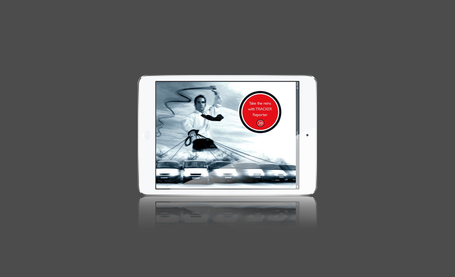 A tablet with a picture of a person in a red circle on it