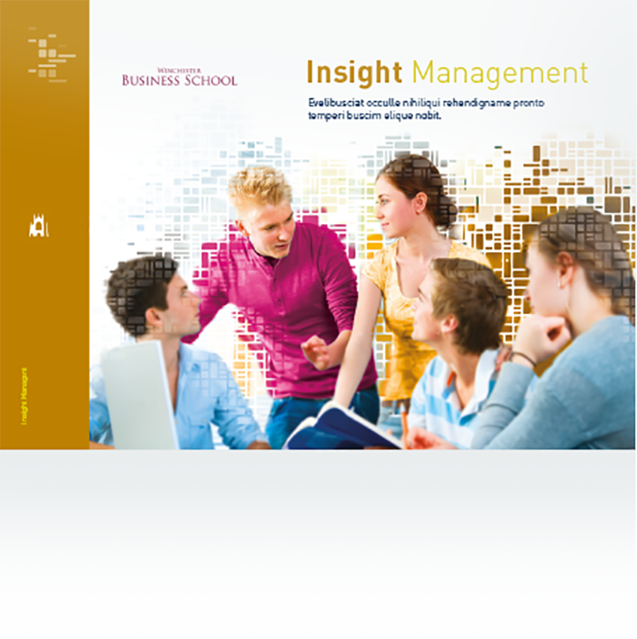 A poster for insight management shows a group of people having a meeting