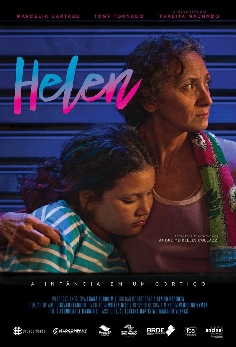 Um pôster do filme Helen mostra duas mulheres se abraçando