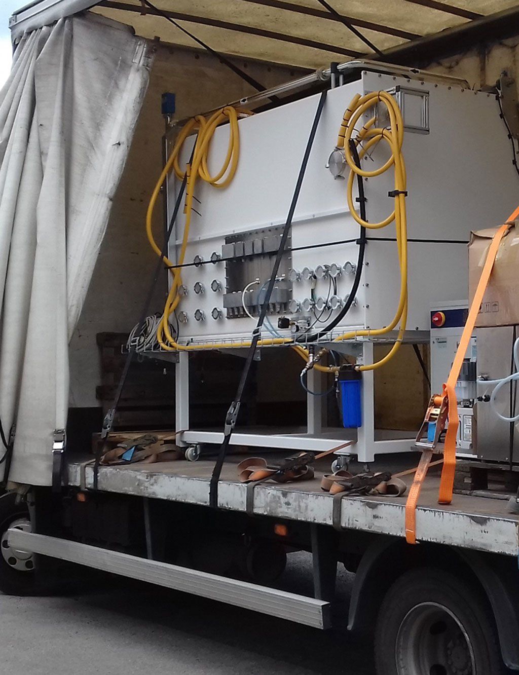 curtain sided truck with a load