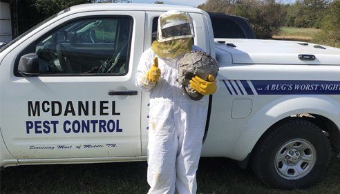 Mary Hornest with Van — Lewisburg, TN — McDaniel Pest Control Mary Hornest with Van — Lewisburg, TN — McDaniel Pest Control