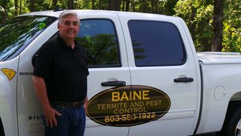 Business Owner Behind the Pickup Truck — Irmo, SC — Baine Termite and Pest Control Business Owner Behind the Pickup Truck — Irmo, SC — Baine Termite and Pest Control