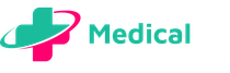 Medical logo with teal and pink medical cross icon and the word “Medical” in teal text