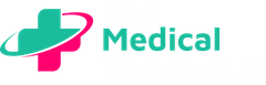 Medical logo with teal and pink medical cross icon and the word “Medical” in teal text