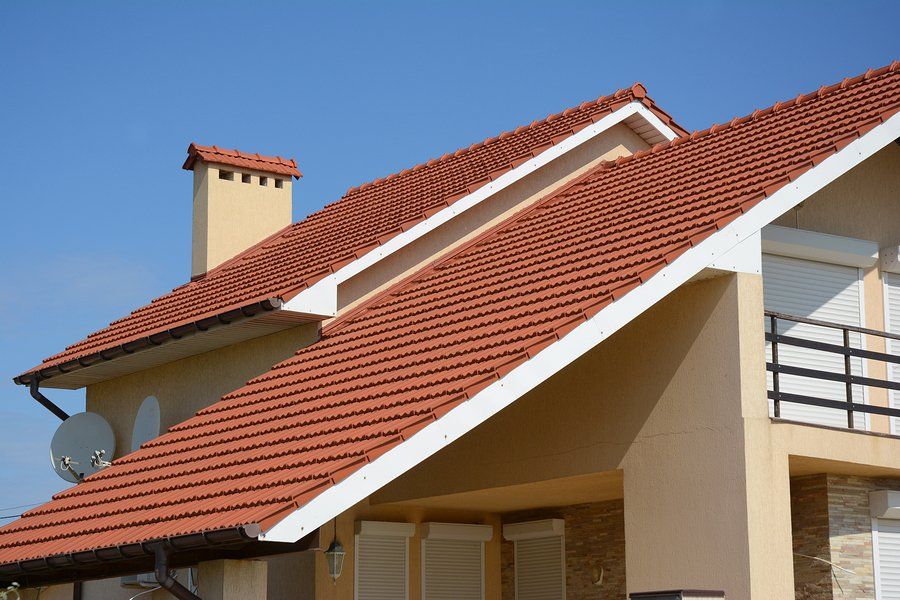 a house with color red roof
