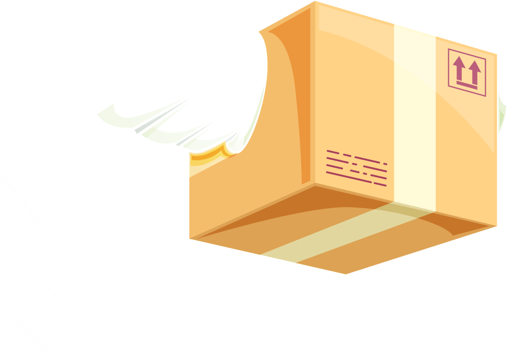 Vecteur carton avec des ailes