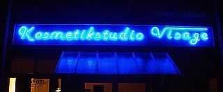 Blue neon sign for