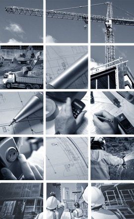 A collage of pictures of a construction site