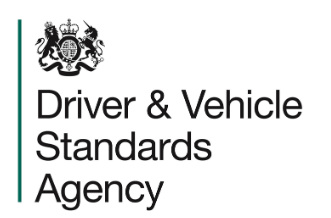 The driver and vehicle standards agency logo is shown on a white background.