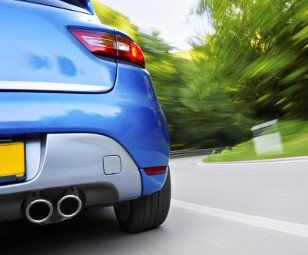 A blue car