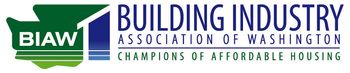 BIAW Building Industry Association of Washington logo with green house icon and “Champions of Affordable Housing” text