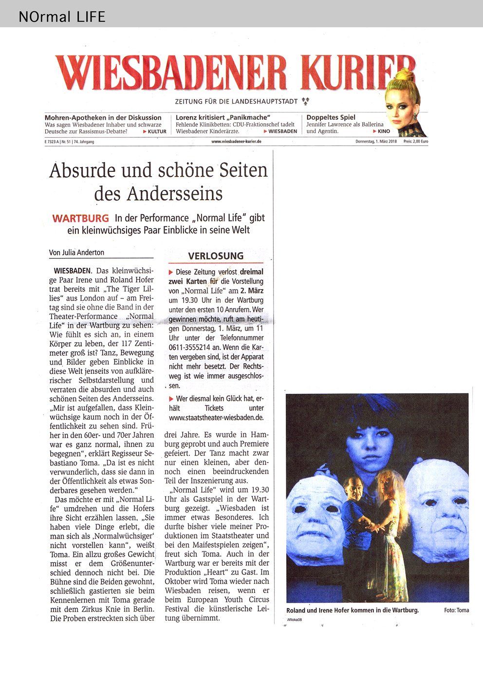 Normal Life by Sebastiano Toma with Roland Hofer, Irene Hofer and Lea Malenka Prinz