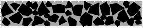 A row of black triangles on a white background.