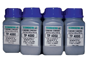 Four bottles of tp 4000 are lined up in a row