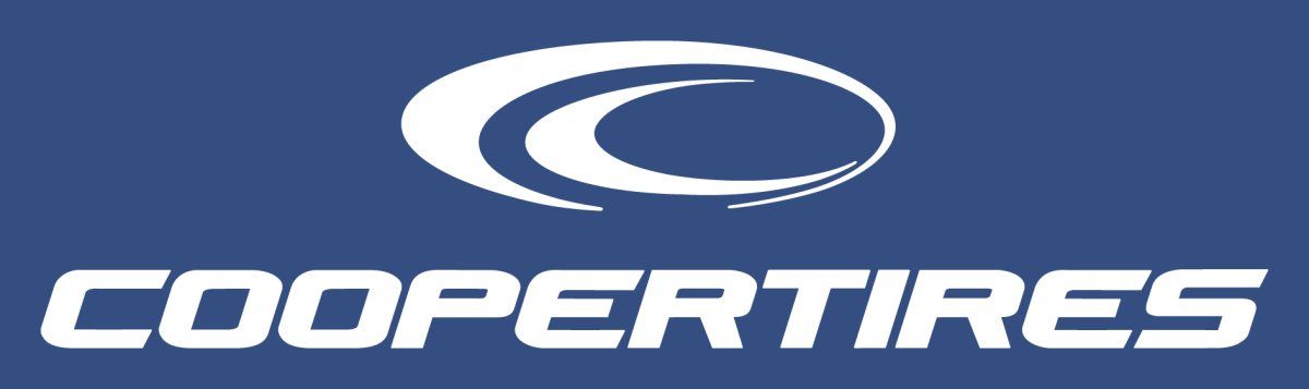 A cooper tires logo on a blue background