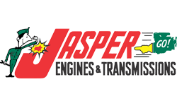 A logo for jasper engines and transmissions with a cartoon character