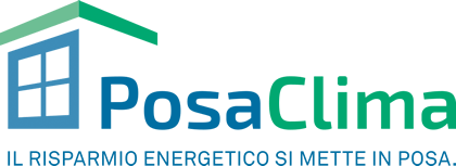 Il logo di posa clima mostra una casa con una finestra e un tetto.